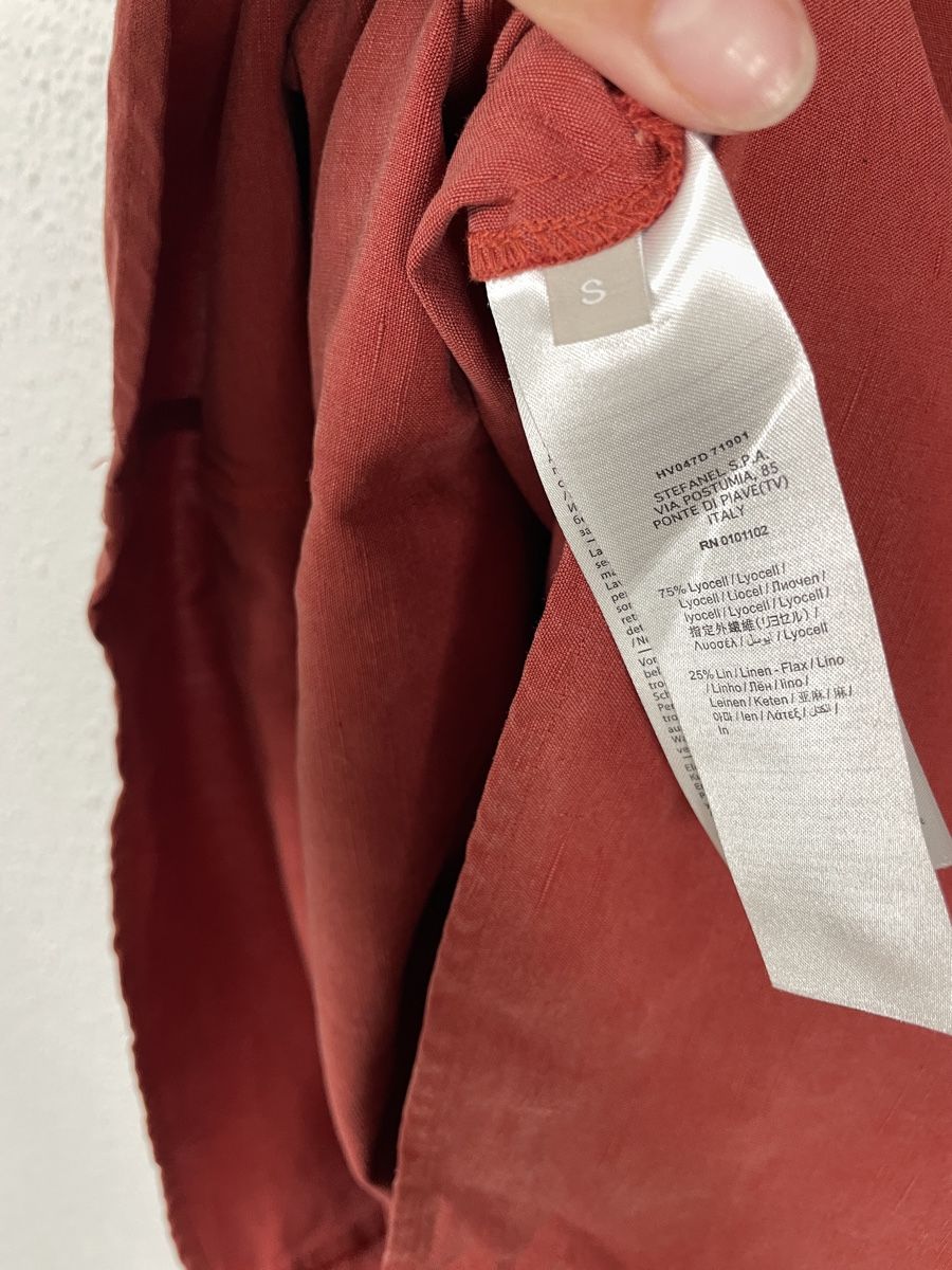 Stefanel Vestiti: Stefanel Oversized Brick Red Linen-Blend Dress – Usato da Knonau venduto da Grapesvintage 9