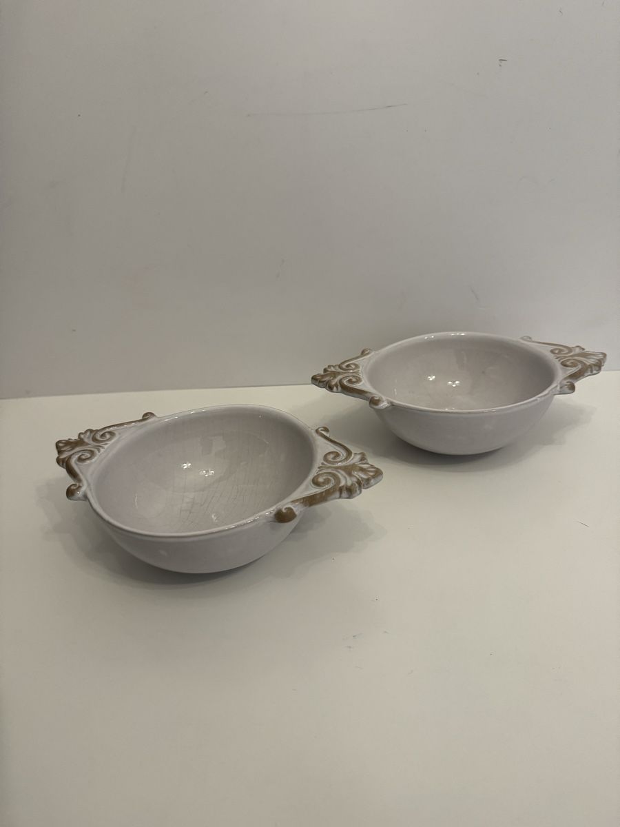 Ciotole: 2 Keramik Schälchen mit Griffen Vintage Stil – Usato da Solothurn venduto da SchoeneSachen20