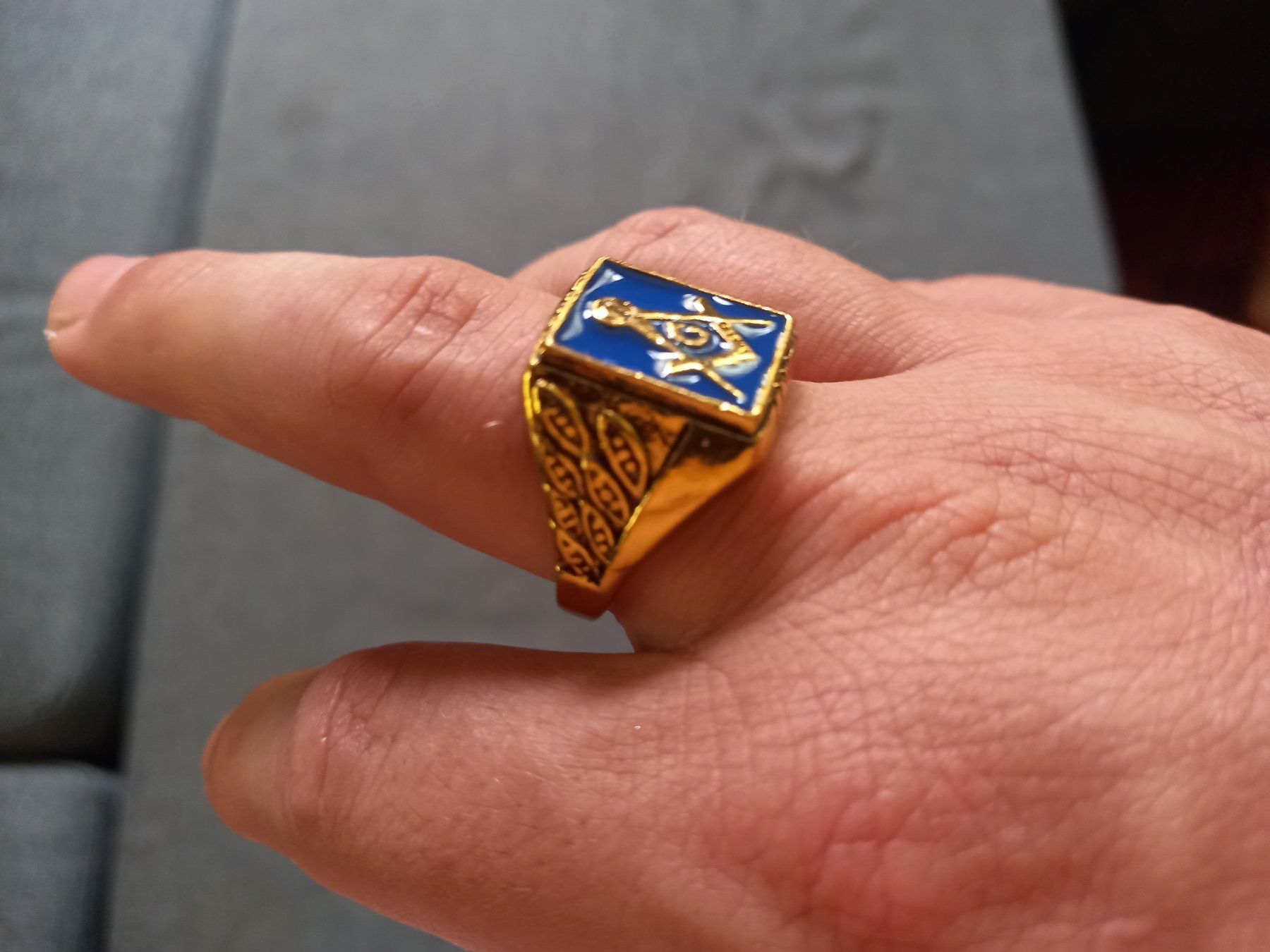 Freimaurer Ringe: Blauer Freimaurerring - Bague Franc-Maçon bleu Gr 11 – Neu und originalverpackt aus Bussigny von NATURALO 1