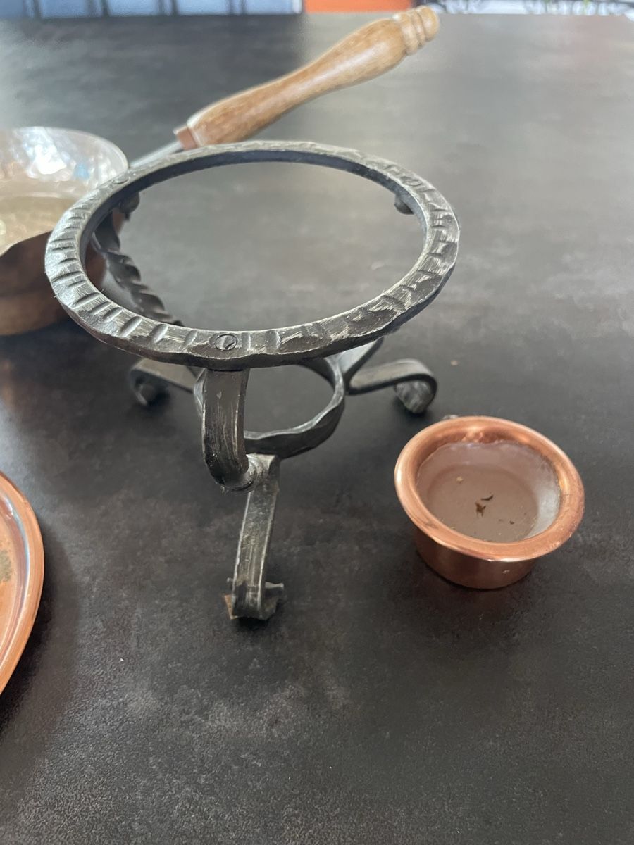 Pentole: Petit Caquelon et Réchaud en Cuivre – Usato da Vallamand venduto da Bricbracbroc82 6