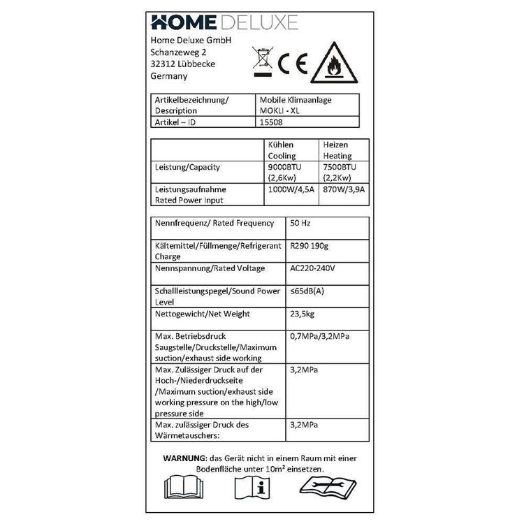 Klimageräte: 15508 - Mobile Klimaanlage MULKO XL Klimagerät 5-in-1 – Neu und originalverpackt aus Wallenwil von toesstal-vertrieb 9