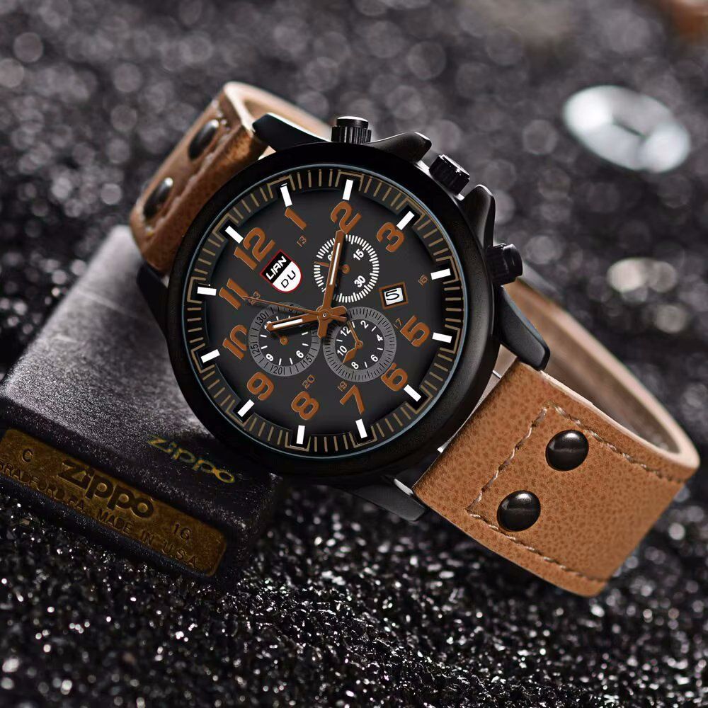 Uhren: Herren Quarz Uhr mit Lederband – Gebraucht aus Tumegl/Tomils von Steinschleuder-Shop 1