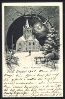 AK Basel, Pauluskirche im Winter, 1902