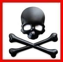 Auto 3D Totenkopf Metall SCHWARZ Knochen Aufkleber Sticker