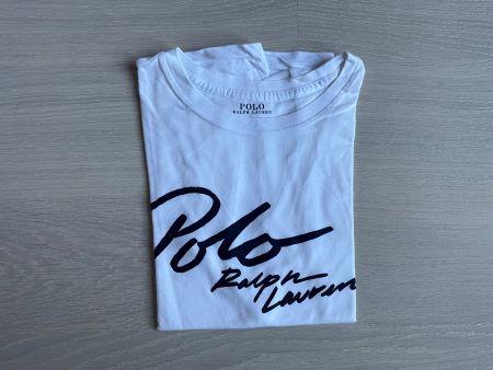 T-shirt Polo Ralph Lauren blanc logo bleu marine taille S