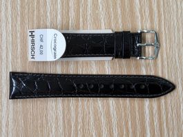 Uhrenband Leder 19mm, neu, Hirsch Crocograin, Schließe 16mm