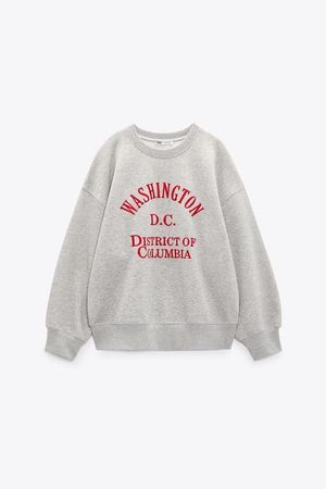 Besticktes Sweatshirt Zara M Grau