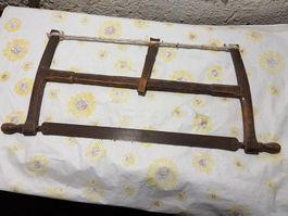 3 antike Handsägen (Spannsäge) für Holz