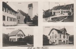 Ober-Neunforn-Schulhaus-Gemeindehaus-Kirche-Militärstempel.