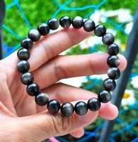 Bracelet en Obsidienne Argentée 8mm