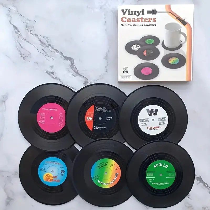 Sottobicchieri: Schallplatten Getränkeuntersetzer Vinyl Retro Bierdeckel – Nuovo e nell'imballaggio originale da Dättlikon venduto da easythings 1