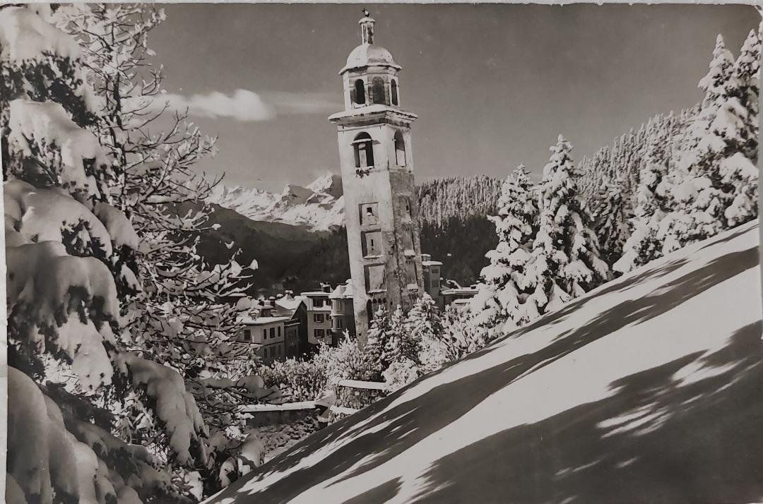 Cartoline postali: St. MORITZ  -  Der alte Kirchturm – Usato da Delémont venduto da Domdom1