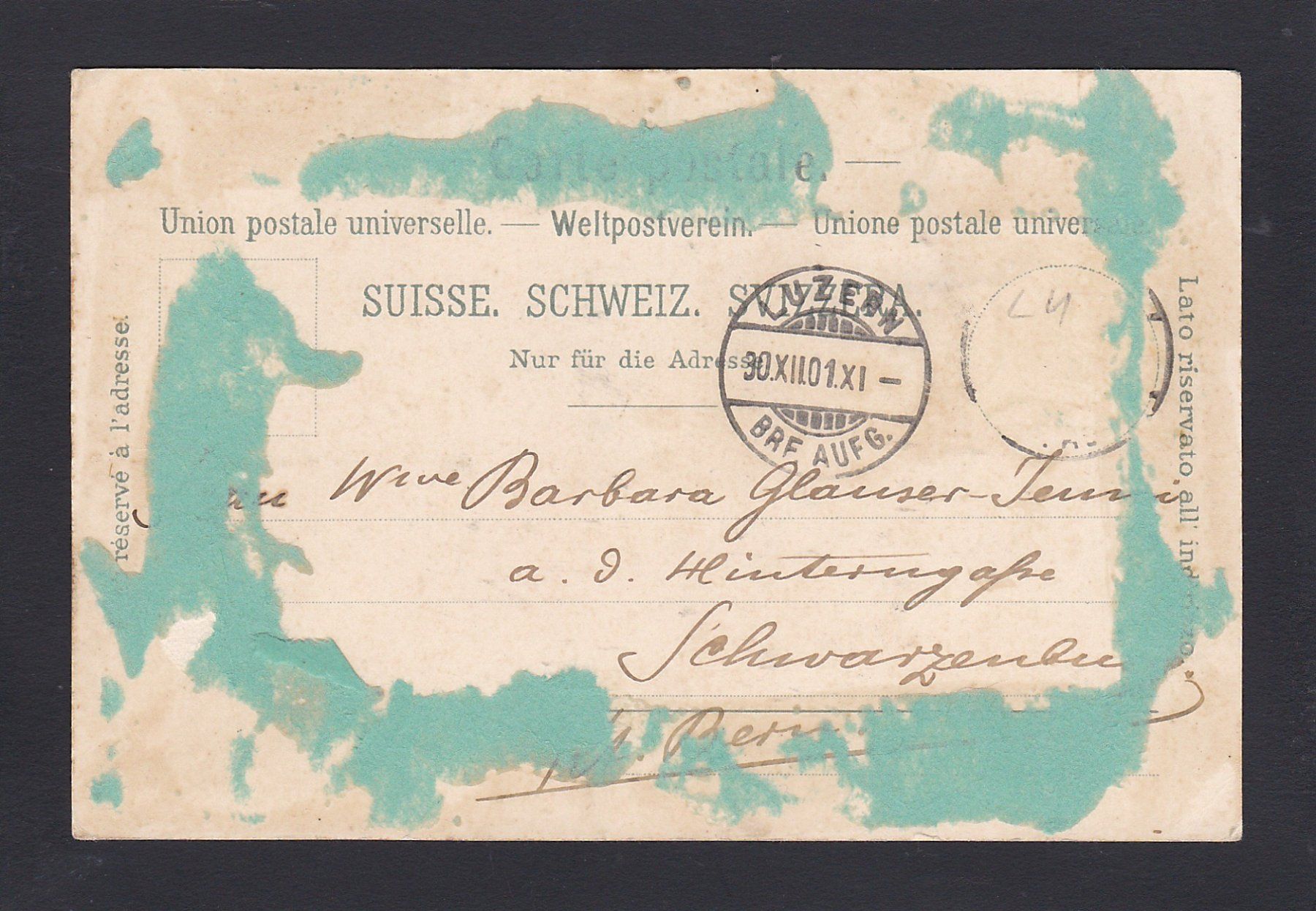 Cartoline postali: LUZERN Winter-Litho, 1901 – Usato da Reiden venduto da cinfis 1