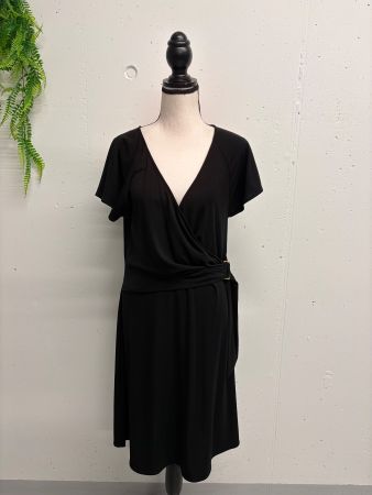 BCBGMaxazria Wickelkleid schwarz Gr. L mit Schnalle Kleid