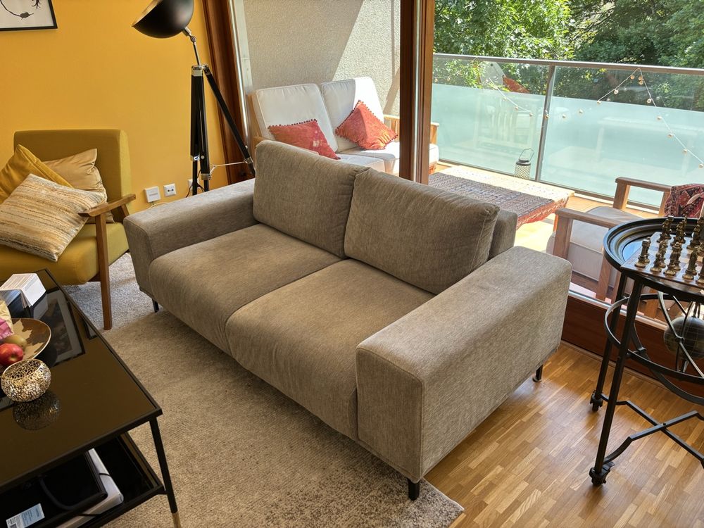Canapé 3 Places Maisons Du Monde, Beige Tweed, Dimensions 159x83 Cm, Occasion