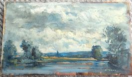 Peinture paysage signé Pierre Stampfli, huile sur toile