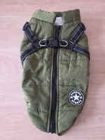 Warmer Hundemantel mit integriertem Geschirr Oliv Neu Gr 40