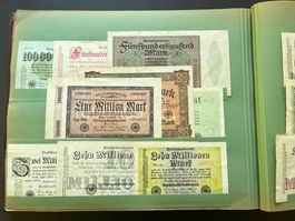 Umfangreiche Notgeldsamml. in Album 1914-1924 533 Stück