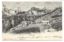Mürren (BE) Dorfpartie mit Kapelle - Hörner - Isenfluh 1905