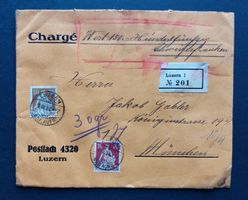 Brief 1924, sitzende Helvetia 30 Rp + 1Fr.