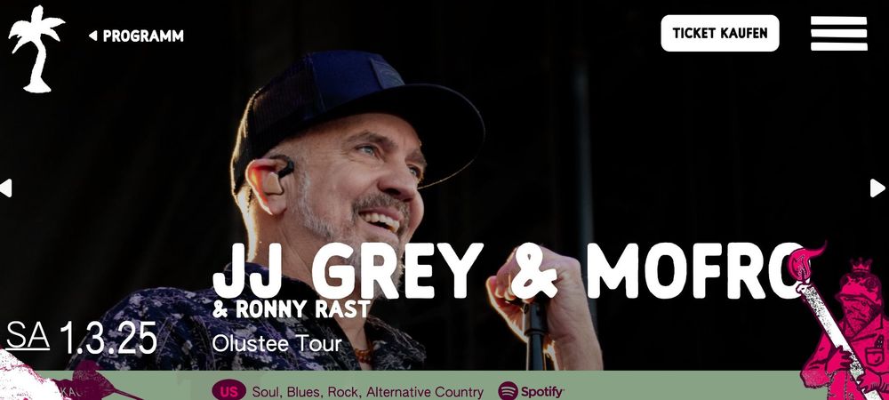 1x Ticket: JJ Grey & Mofro & Ronny Rast vom 01. März 2025 (Neu (gemäss ...