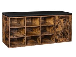 Schuhbank 9 Fächer 1 Schrank gepolstert 110x30x48 ANUBIS
