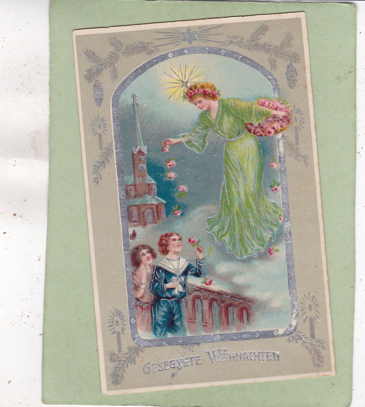 Ansichtskarten: Kitsch Glanz Kirche Engel Weihnachten – Gebraucht aus Herisau von Lisegrat2008