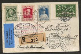 Flugpost Schweiz 1930 Zürich München ab Vaduz Luftpost