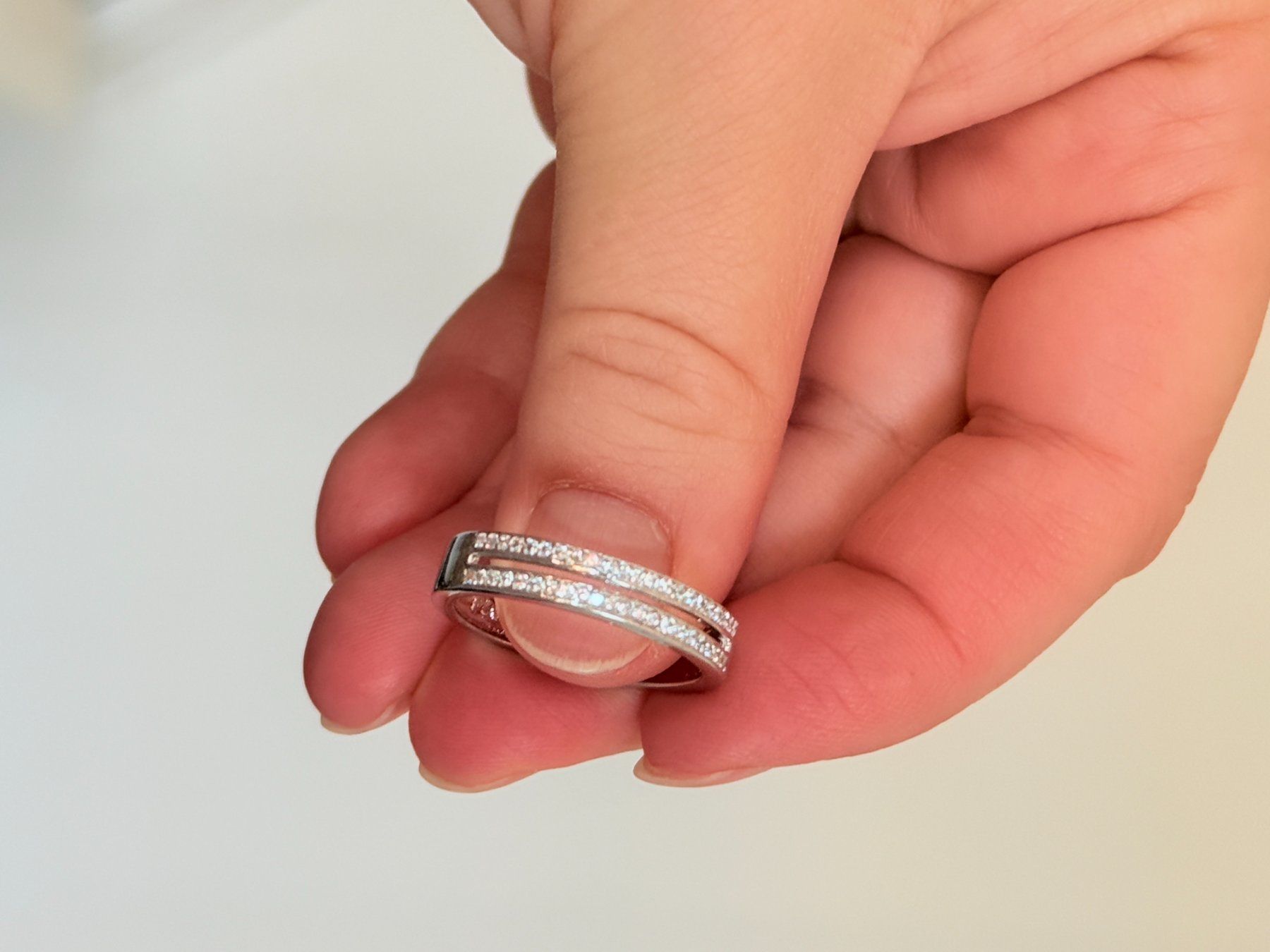 Bagues: Moissanite Double Row Band Ring size 60 – Neuf avec emballage d'origine à Genève par AWWA 5