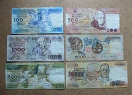 Lot ++ 6 Stück alte Banknoten aus Portugal