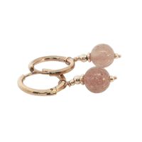 SET Edelstahl Creolen 16 mm mit Strawberry Quarz Charms