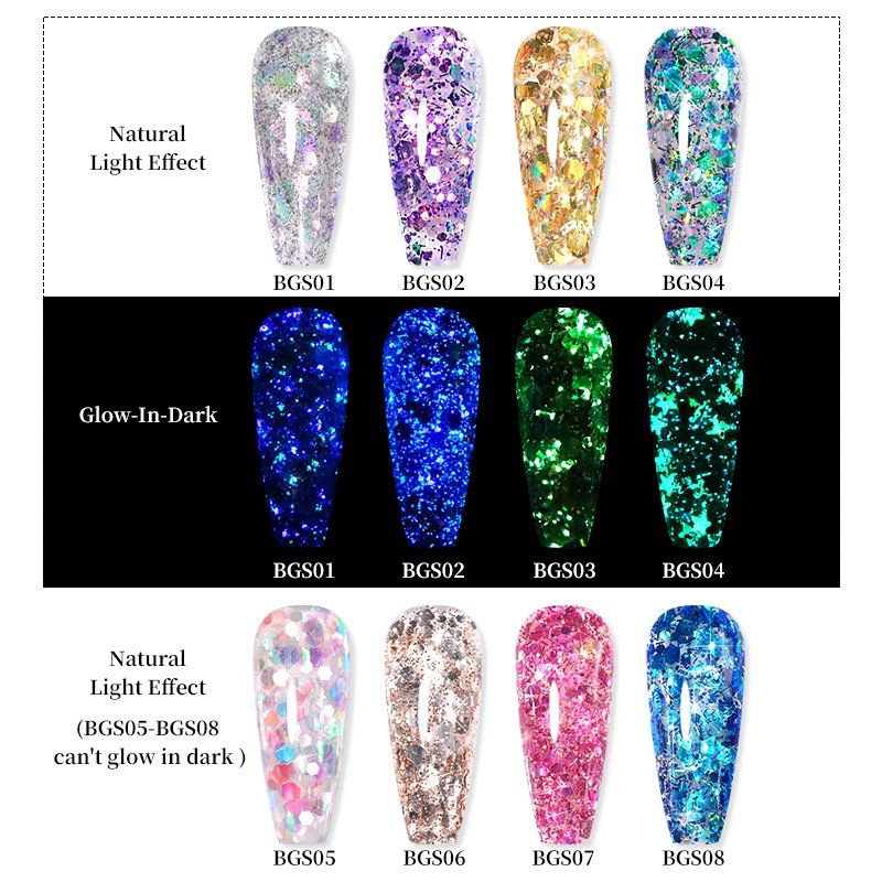 Unghie finte: Glitter Sequins UV Gel - 8 Farben-Set Nail Art – Nuovo e nell'imballaggio originale da Riffenmatt venduto da Nail_Art_Outlet 1