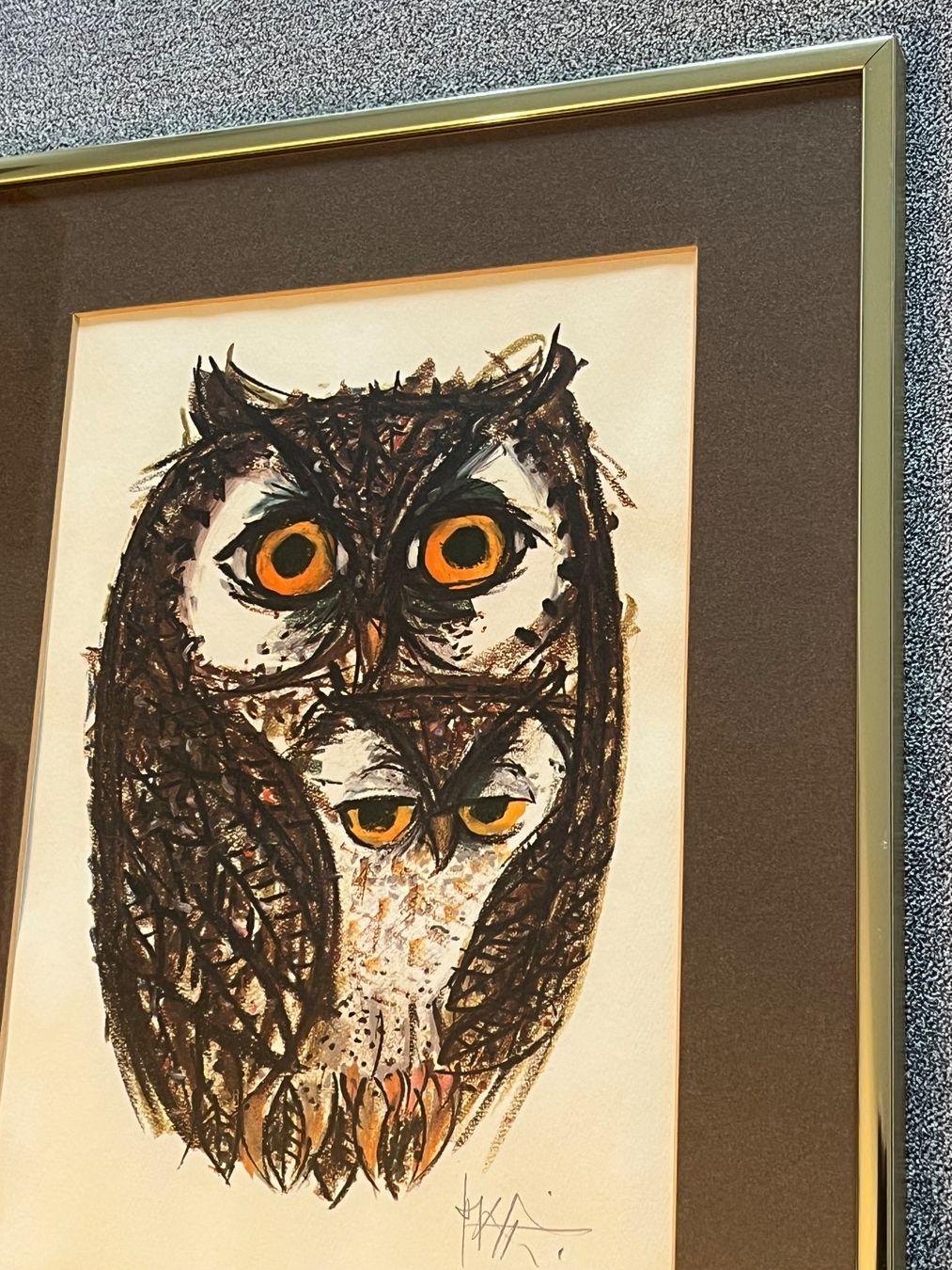 Dipinti: PIATTI Original signierte Eulenlithographie, gerahmt. – Usato da Basel venduto da PAUL_ART 4