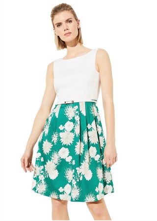 Kleid Comma Türkis Weiss Baumwolle 2in1 Effekt Gr. 38 Neu