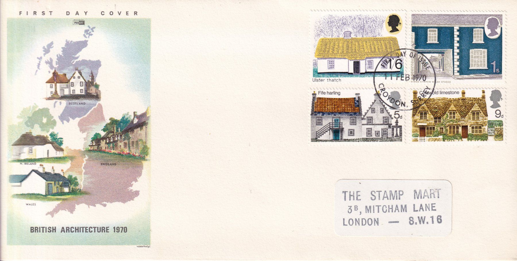 Alle Briefmarken: Grossbritannien - British Architecture 1970 FDC – Gebraucht aus Castione von Rx-stamps