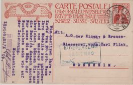 Ganzsache 21.X.09 von Zürich nach Mannheim sehr schöne Karte