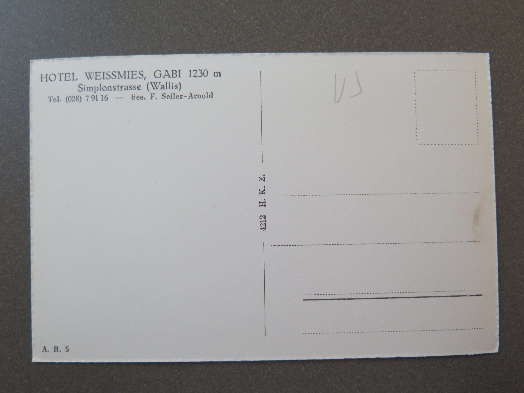 Cartoline postali: SIMPLON - HOTEL WEISSMIES, GABI - SIMPLONSTRASSE – Usato da Wittenbach venduto da lipasal 1