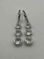 Boucles d'oreilles 3 pierres brillantes en Argent 925