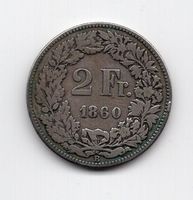 (1391) Schweiz, 2 Franken 1860, ss+