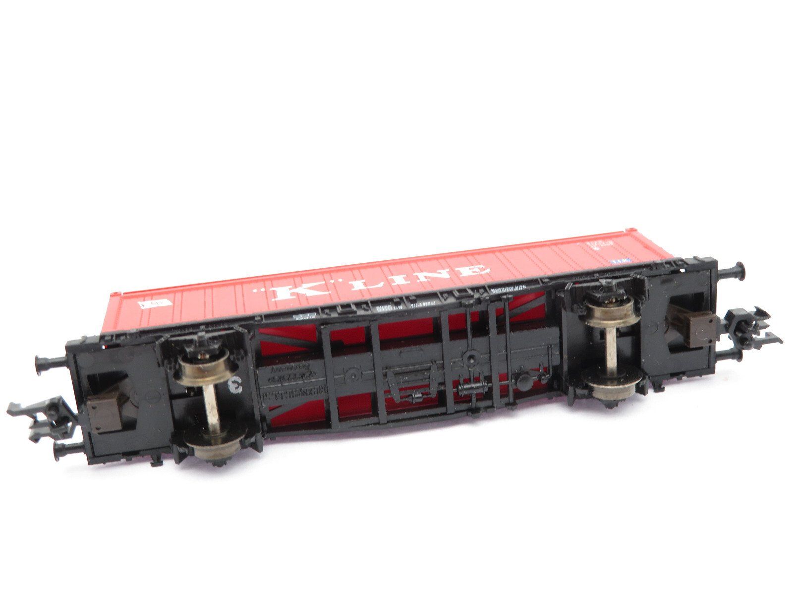 Fleischmann Modellini di ferrovie: Fleischmann Spur N 2achs. Flachwagen Container "K Line" – Usato da Unterengstringen venduto da b.kaiser81 2