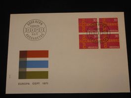 Werbemarken Europa FDC 1971 Nr. 496 4-Block "Kette Europa"