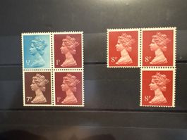 Timbres royaux britanniques 7p 1p 8p lot de 4 état neuf