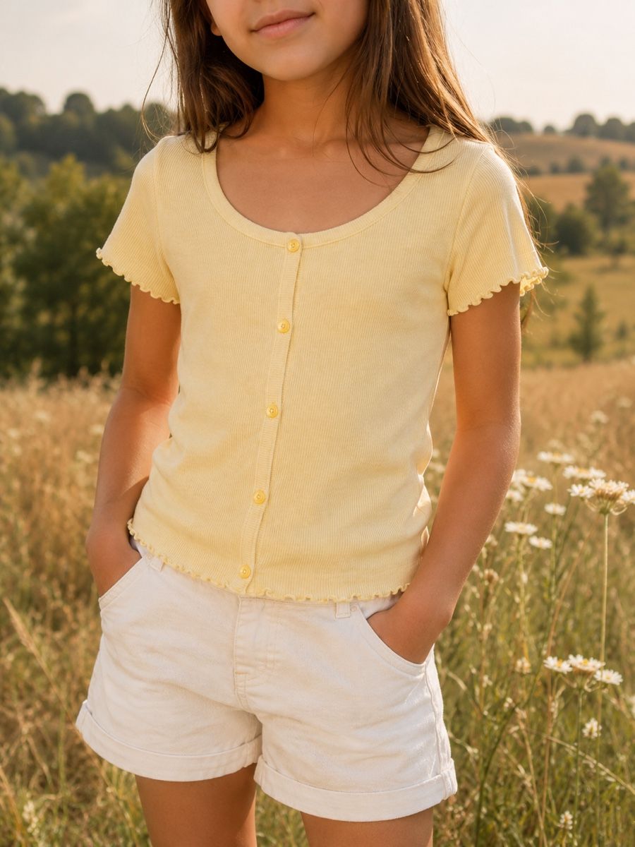 H&M Blusen, T-Shirts & Tops: TOP CÔTELÉ JAUNE PÂLE H&M – Neu (gemäss Beschreibung) aus Lausanne von mar_6snp
