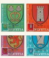 Pro Juventute 1981, 4 Maximumkarten mit Ortsstempel