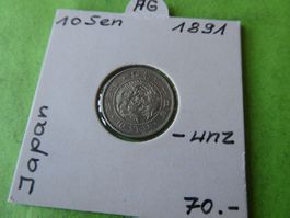Japan 1891, 10 Sen - unz.    Silber