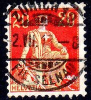 SITZENDE HELVETIA 20 RP VOLLSTEMPEL ZÜRICH 19  2.VII.13 -11