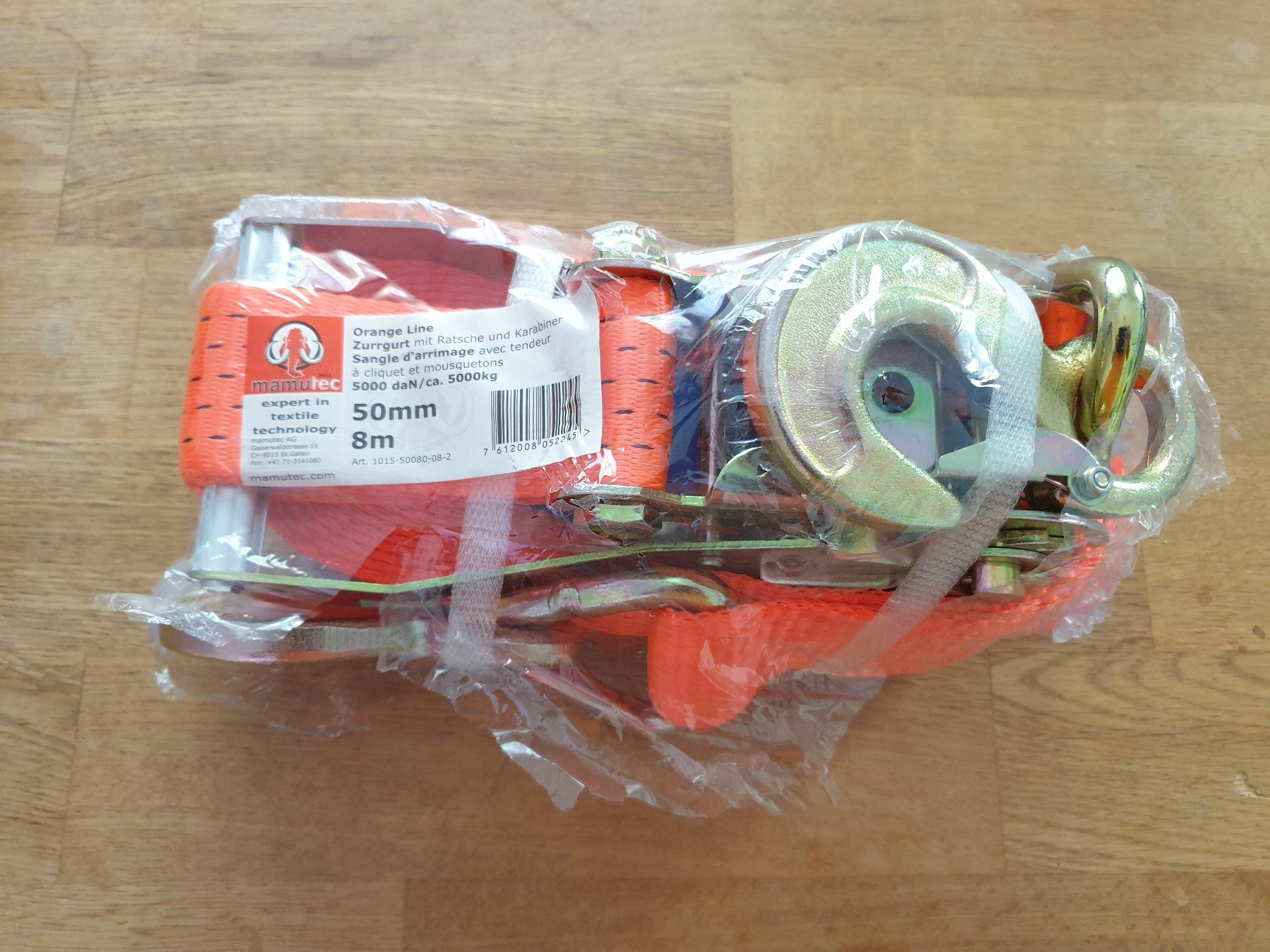 Mammut Tutti gli attrezzi: Neuer, robuster Spanngurt, 8m, 50mm, mit Ratsche, orange – Nuovo e nell'imballaggio originale da Wettingen venduto da fredy024 1