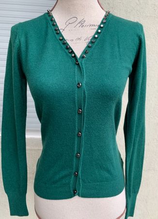 Superbe jaquette tricot 45%laine 10%cachemire clous t.S