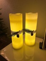 Set of 2 LED Candles with Pine Cone Decor!