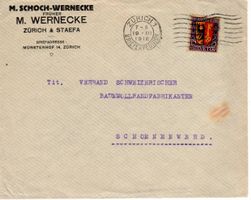 Brief ,1918 Schoch - Wernecke Zürich und Staefa